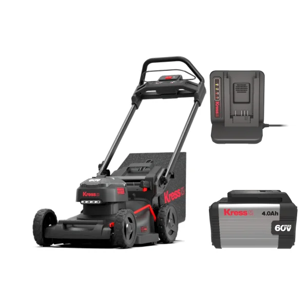 KRESS SET 60V, 46cm Akku Rasenmäher ohne Antrieb inkl. KA3002+3714