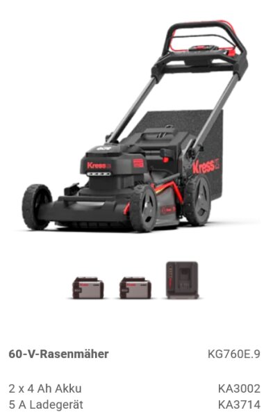 KG760E.9  60V/51cm Rasenmäher 2. Akku Aktion