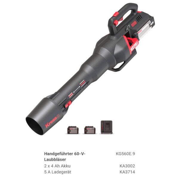 KRESS KG560E.9 60 V 1275 m³/h bürstenloses Laubblasgerät 2. Akku Aktion