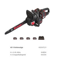 Kress KG347E.9 2x 20V / 40V Akku-Kettensäge 40 cm, Akku Aktion