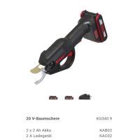 Kress KG340.9 20V Akku-Reb- und Astschere 25mm, Akku Aktion